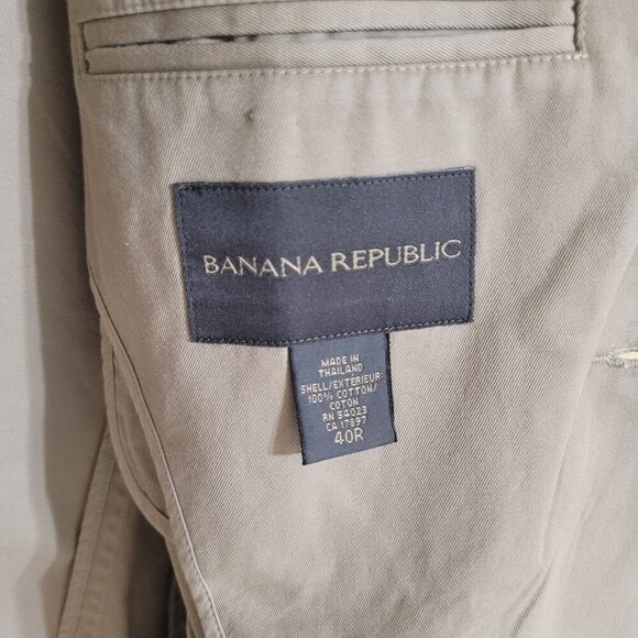 Banana Republic Mens Khaki Blazer Jacket 40R L 2 Button Office Preppy Minimalist - Picture 4 of 5